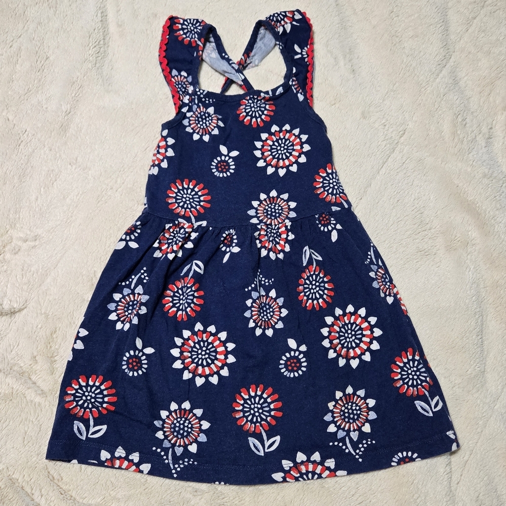 Adorable Carters Patriotic Sundress Red White and Blue flower dress, 4T